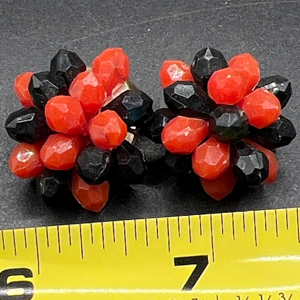Vintage 1950’s Hong Kong Cluster Bead Earrings